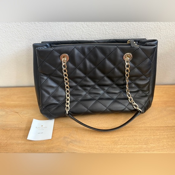 Kate Spade NY Womens Emerson Place Allis Tote Shoulder Bag Quilted Leather Black - Picture 2 of 14